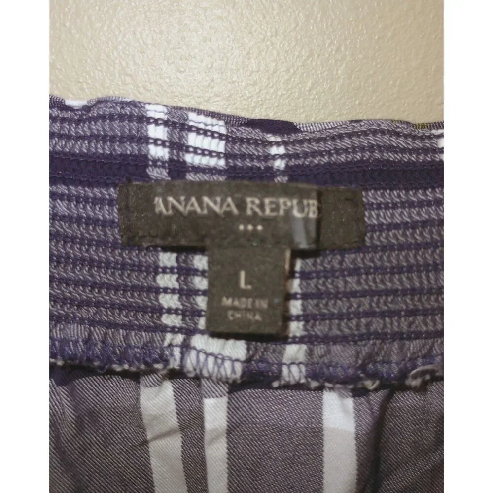 Banana Republic Plaid Cold Shoulder Romper Large Gray Ruffle Preppy Cottagecore